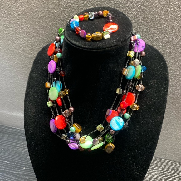 Premier Designs Jewelry - Premier Designs Art Glass Colorful multi strand necklace and bracelet